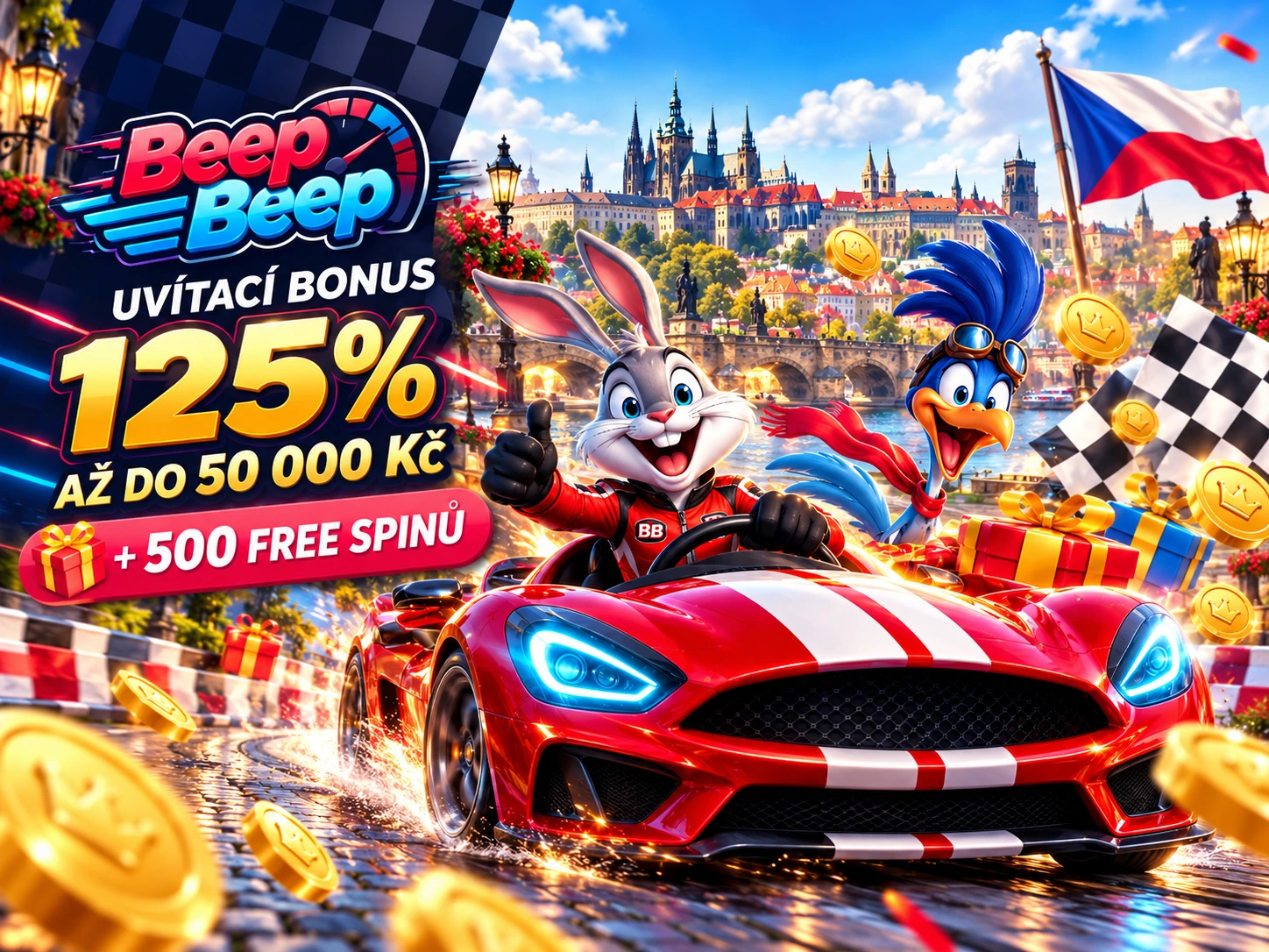 Beep Beep Casino 20 euro bonus bez vkladu a free spins nabídky