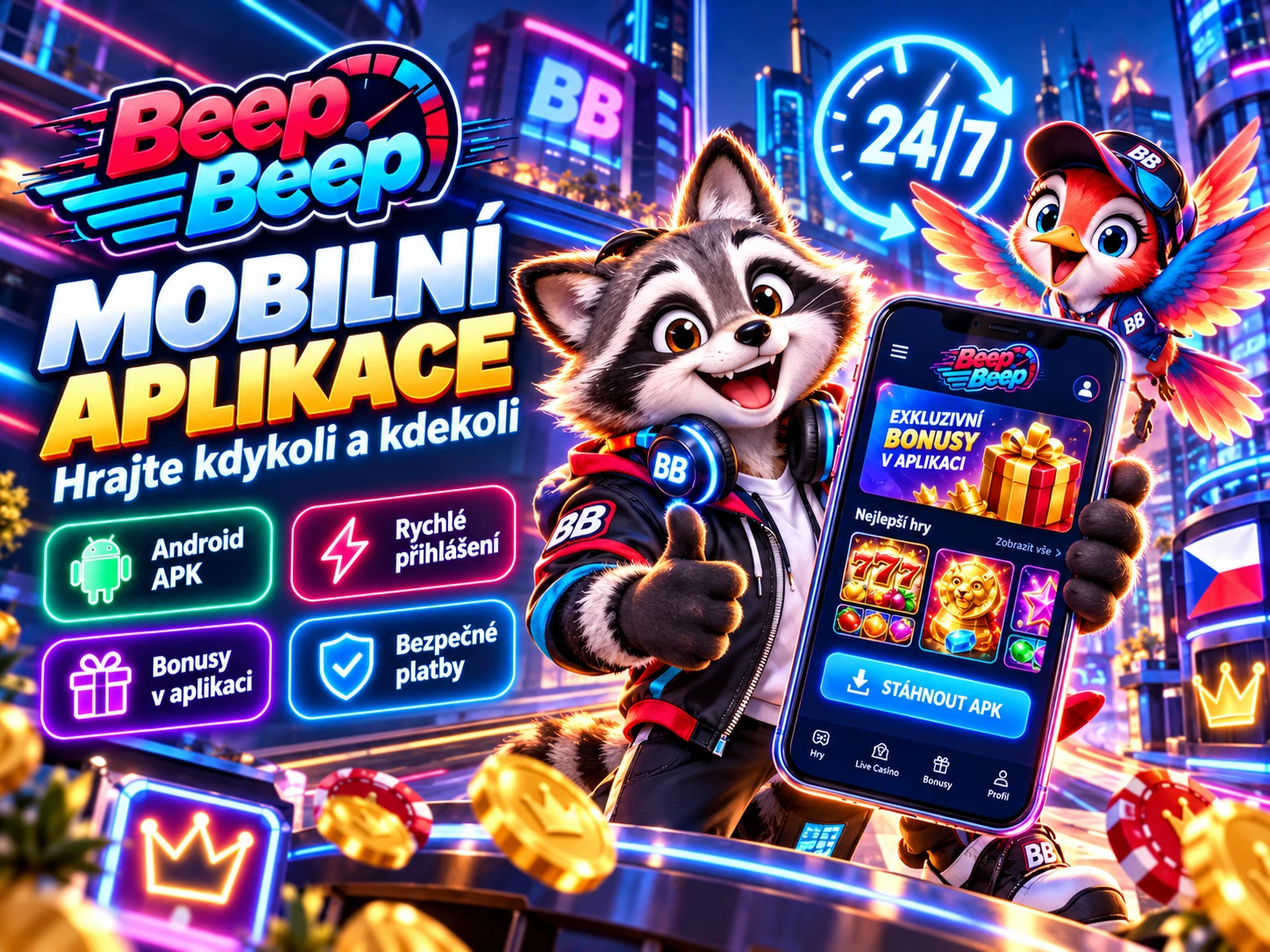 Beep Beep Casino mobile na Androidu a iOS bez instalace aplikace