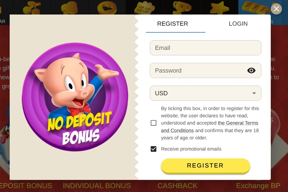 Beep Beep Casino registrace v Česku a vytvoření nového účtu