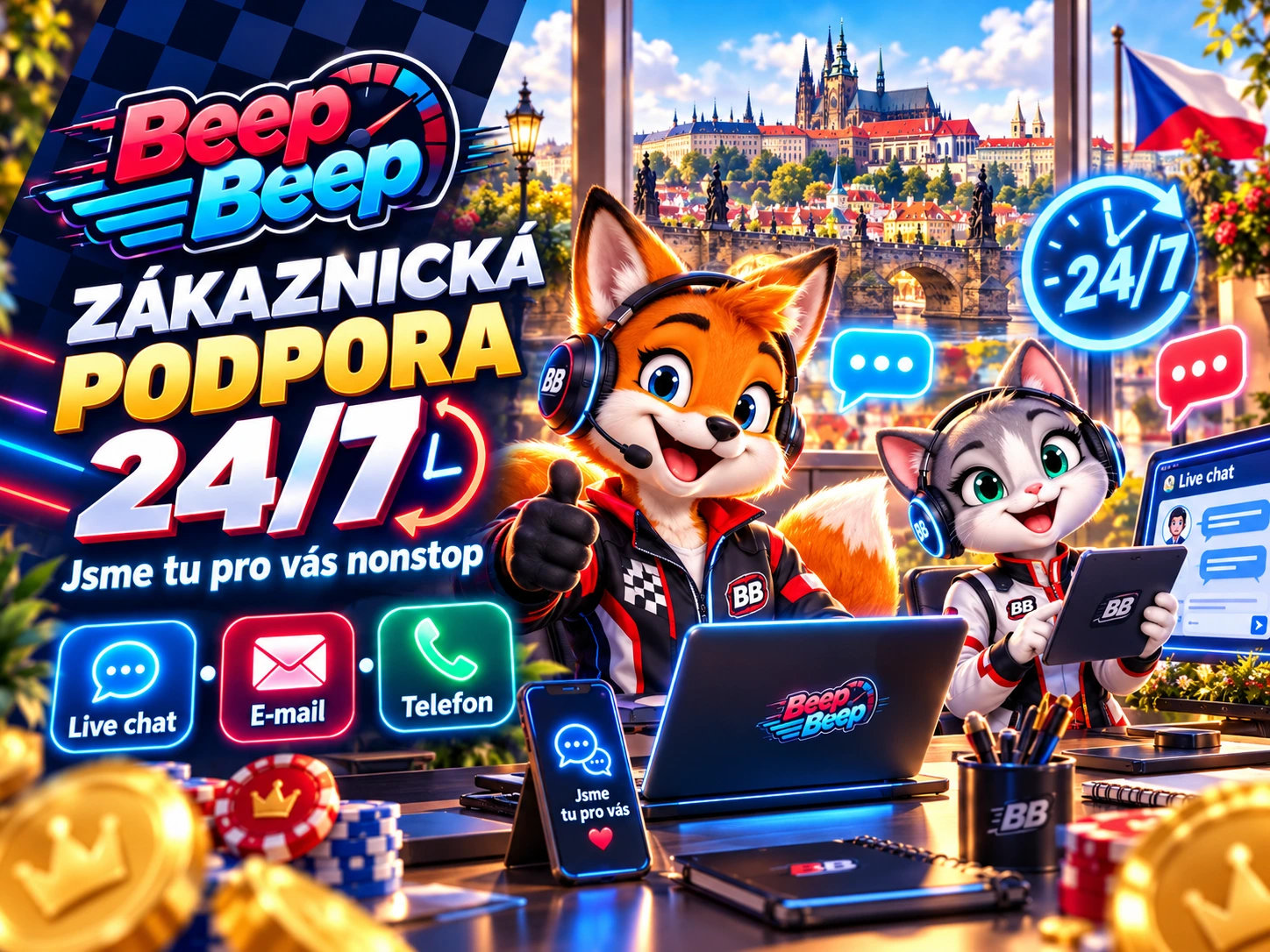 Beep Beep Casino zákaznická podpora pro účet bonusy a platby